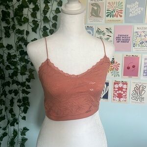 Coral cropped shirt